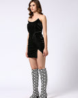 Black and white embroidered boot swaps