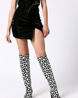 Black and white embroidered boot swaps