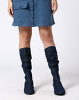 Denim slouchy boot swaps