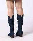 Denim slouchy boot swaps