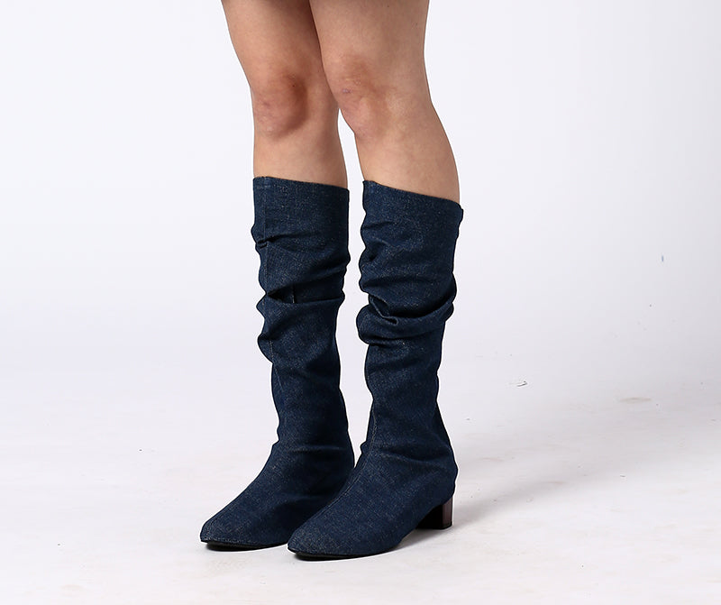 Denim slouchy boot swaps