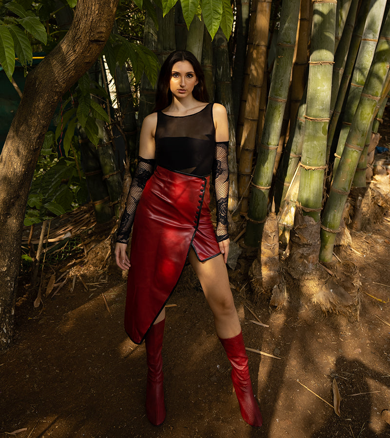 Maroon 2024 skirt leather