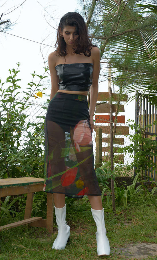 Floral georgette skirt