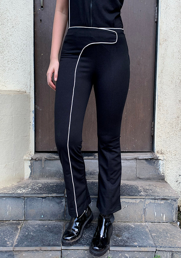 Black pants with a white piping detailing