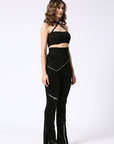 Stretch black pant with statement zippers