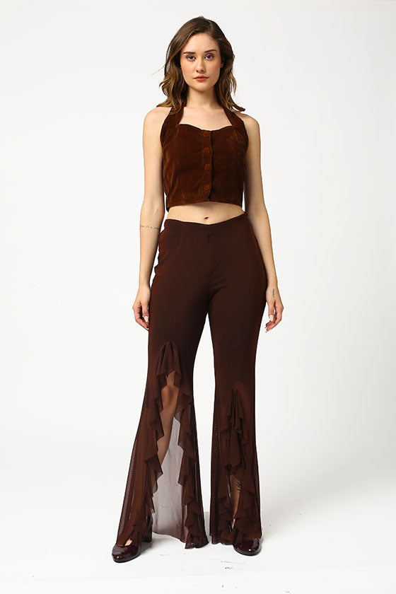 Powernet pants with slits and frills