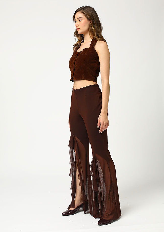 Powernet pants with slits and frills
