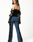 Offshoulder embroidered lace corset shaped blouse