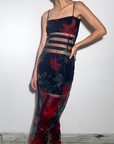 Net dress with digital floral print