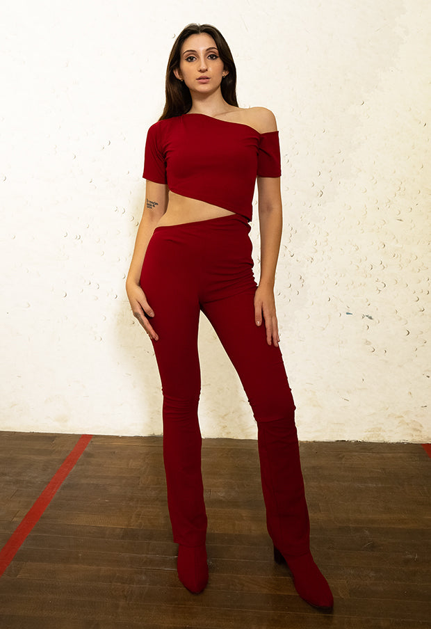 Red asymetrical pant