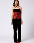 Maroon faux leather corset belt