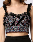 All over embroidered bralette with net frill detailing