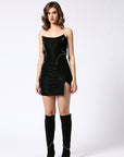 Black mini zipper dress
