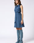 Denim dress with large buttons