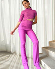 Mauve pants with a fixed skirt