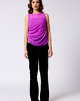 lilac pleated georgette top with lining